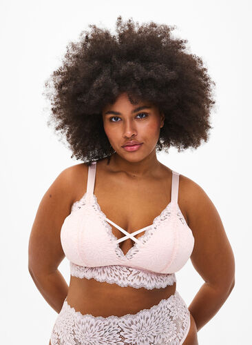 Zizzifashion Bralette with string detail and soft padding, Peach Blush, Model image number 0