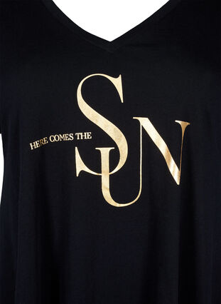 Zizzifashion Cotton t-shirt with short sleeves, Black W. Sun, Packshot image number 2