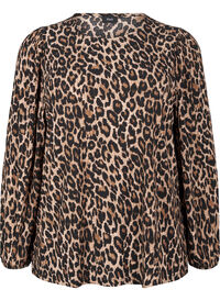 Blouse with long sleeves and leopard print