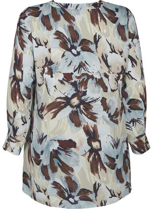 Zizzifashion Long-sleeved tunic with print, Grey Flower AOP, Packshot image number 1