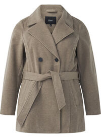 Short wool jacket with belt