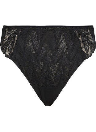 Zizzifashion G-string briefs with lace and a regular waist, Black, Packshot image number 0