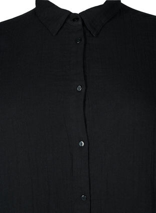 Zizzifashion Long shirt in cotton muslin, Black, Packshot image number 2