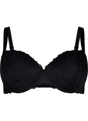 Zizzifashion Molded lace bra with underwire, Black, Packshot image number 0