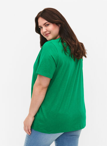 Zizzifashion Short sleeve basic t-shirt with v-neck, Jolly Green, Model image number 1