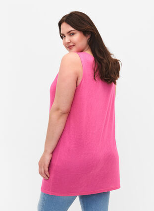 Zizzifashion Top with structure and round neckline, Shocking Pink, Model image number 1