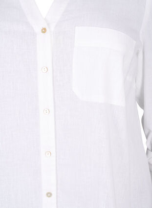 Zizzifashion Shirt blouse with button closure in cotton-linen blend, Bright White, Packshot image number 2