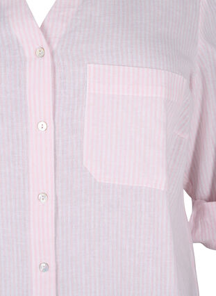 Zizzifashion Shirt blouse with button closure in cotton-linen blend, Rosebloom White, Packshot image number 3