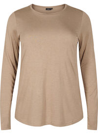 Long-sleeved blouse in wool and viscose