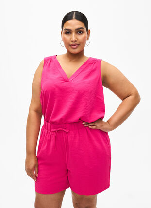 Zizzifashion Shorts with pockets and elastic waistband, Pink Peacock, Model image number 0