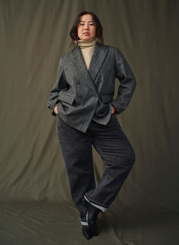 Zizzifashion Wool-blend blazer with pockets, Dark Grey Melange, Image image number 0