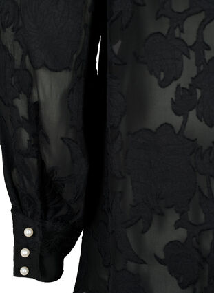 Zizzifashion Jacquard shirt with pearl buttons, Black, Packshot image number 3