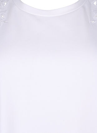 Zizzifashion Organic cotton T-shirt with embroidery details, Bright White, Packshot image number 2