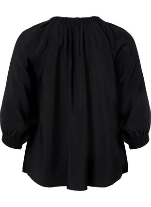 Zizzifashion A-shape viscose blouse with 3/4 sleeves, Black, Packshot image number 1