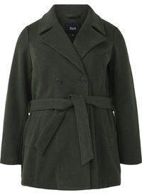 Short wool jacket with belt