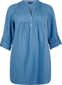 Cotton tunic with anglaise embroidery