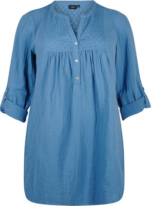 Zizzifashion Cotton tunic with anglaise embroidery, Riverside, Packshot image number 0