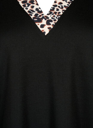 Zizzifashion Long sleeve blouse with look a-like shirt, Black Leo AOP, Packshot image number 2