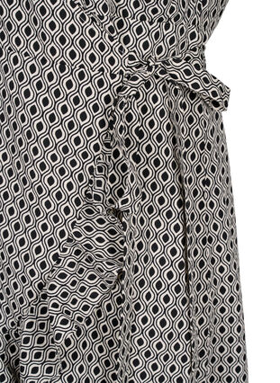 Zizzifashion FLASH - Wrap dress with short sleeves, Black White Graphic, Packshot image number 3