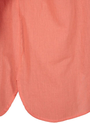 Zizzifashion Shirt blouse with button closure in cotton-linen blend, Living Coral, Packshot image number 3