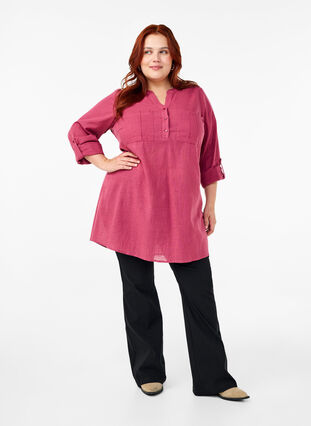 Zizzifashion Cotton tunic with 3/4 sleeves, Malaga, Model image number 2