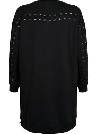 Zizzifashion Sweater tunic with drawstring details, Black, Packshot image number 1