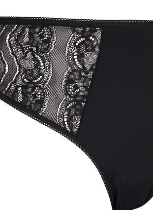 Zizzifashion Lace brazilian panties in microfibre, Black, Packshot image number 2