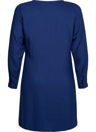 Zizzifashion Long sleeve viscose dress with a wrap look, Medieval Blue, Packshot image number 1