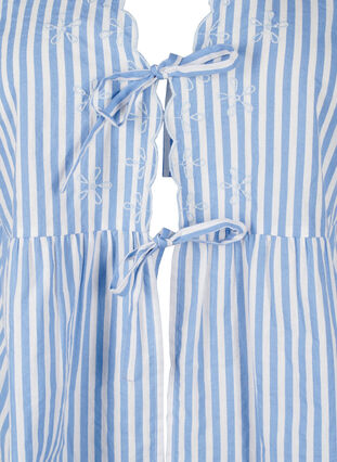 Zizzifashion Striped blouse with open front and embroidery details, C. Blue White Stripe, Packshot image number 2