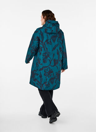 Zizzifashion Rain jacket with print, Deep Teal Black, Model image number 1