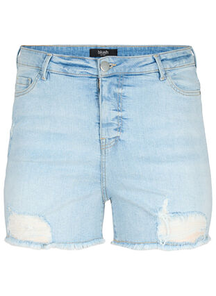 Zizzifashion Denim shorts with distressed details, Light Blue Denim, Packshot image number 0