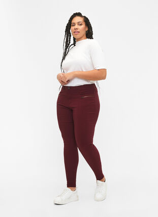 Zizzifashion Tight-fitting trousers with zip details, Port Royal, Model image number 0