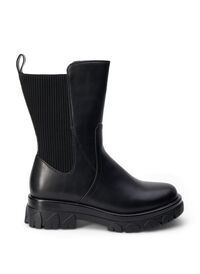 Wide fit - Short boot with elastic, Black, Model