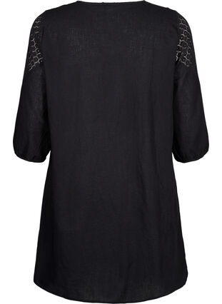 Zizzifashion Dress in a cotton blend with linen and crochet detail, Black, Packshot image number 1