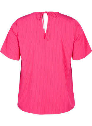 Zizzifashion Short-sleeved viscose blouse with ties, Bright Rose, Packshot image number 1