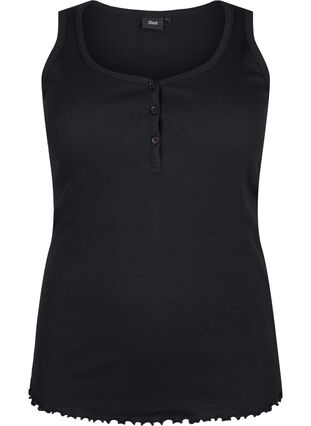 Zizzifashion Rib tank top with buttons, Black, Packshot image number 0