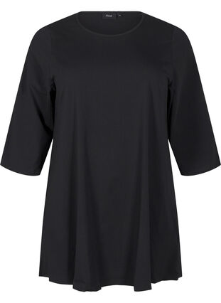 Zizzifashion A-shape tunic with 3/4 sleeves, Black, Packshot image number 0