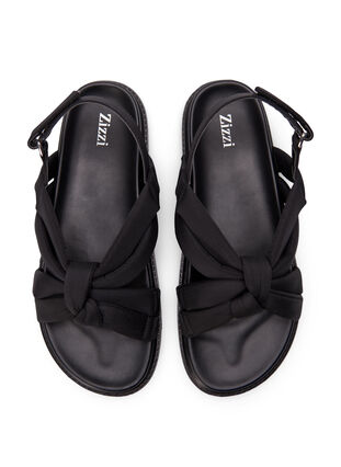 Zizzifashion Wide fit sandal with knot detail, Black, Packshot image number 2