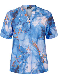 Viscose blouse with marble print and short sleeves