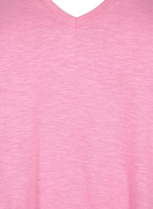 Zizzifashion Short sleeve basic t-shirt with v-neck, Rosebloom, Packshot image number 2