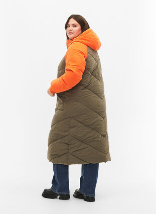 Zizzifashion Long colorblock winter jacket with hood, Bungee Cord Comb, Model image number 1