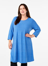 Dress with 3/4 sleeves and striped pattern, Princess Blue Mel., Model