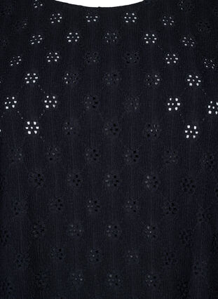 Zizzifashion Short-sleeved blouse with hole pattern, Black, Packshot image number 2