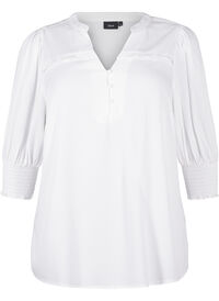 Viscose blouse with smock and ruffle detail
