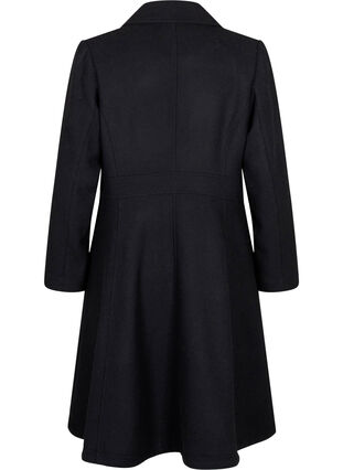 Zizzifashion A-line wool coat with pockets, Black, Packshot image number 1