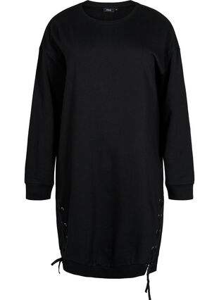 Zizzifashion Sweater tunic with drawstring details, Black, Packshot image number 0