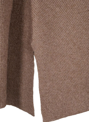 Zizzifashion Melange pullover with side slit, Walnut/White Mel., Packshot image number 3