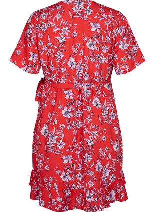 Zizzifashion FLASH - Wrap dress with short sleeves, Poinsettia Flower, Packshot image number 1