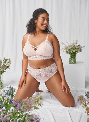 Zizzifashion Bralette with string detail and soft padding, Peach Blush, Image image number 0