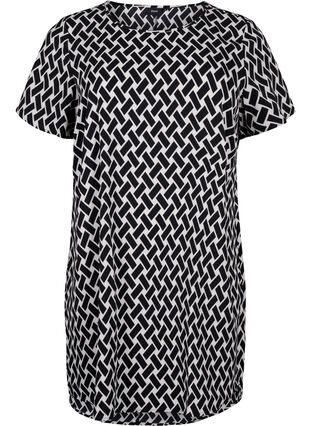 Zizzifashion Dress with print and short sleeves, Black Graphic AOP, Packshot image number 0